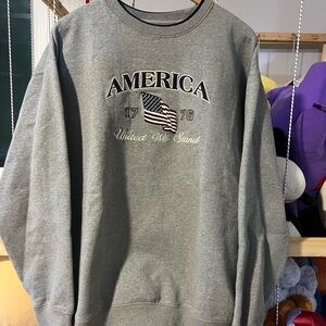 Croft & Barrow Gray Patriotic Crewneck Sweater